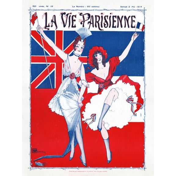 La Vie Parisienne Vintage French WW1 Great Britain France Magazine Cover Extra Large XL Wall Art Poster Print