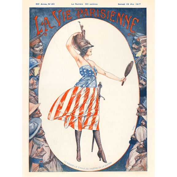 La Vie Parisienne Vintage French WW1 US Army American Magazine Cover Extra Large XL Wall Art Poster Print
