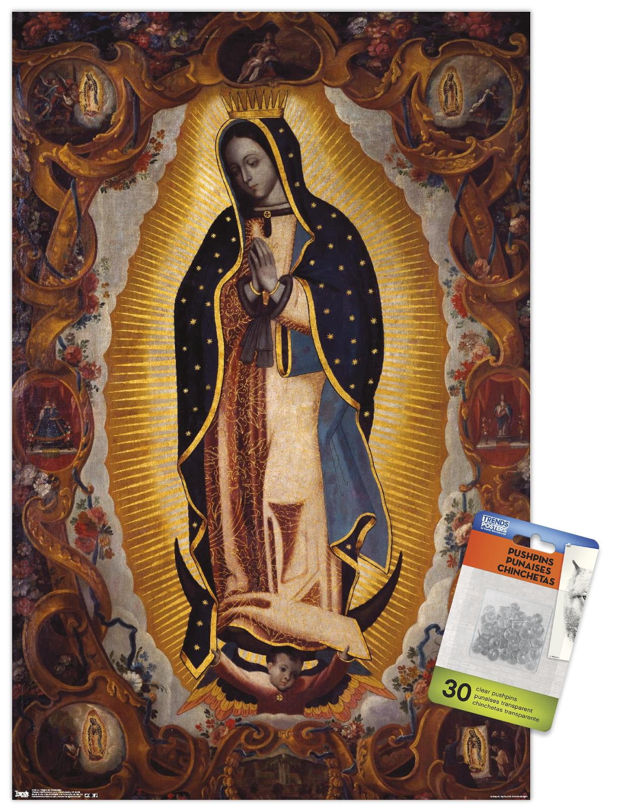 La Virgen De Guadalupe Wall Poster with Push Pins, 14.725" x 22.375"