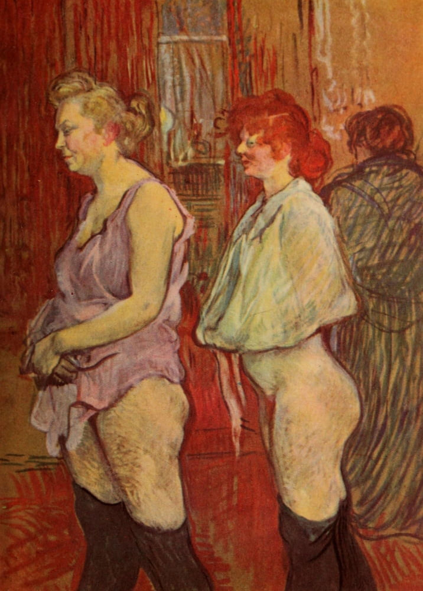 La Visite Rue des Moulins Canvas Art - Henri de Toulouse-Lautrec (18 x 24)