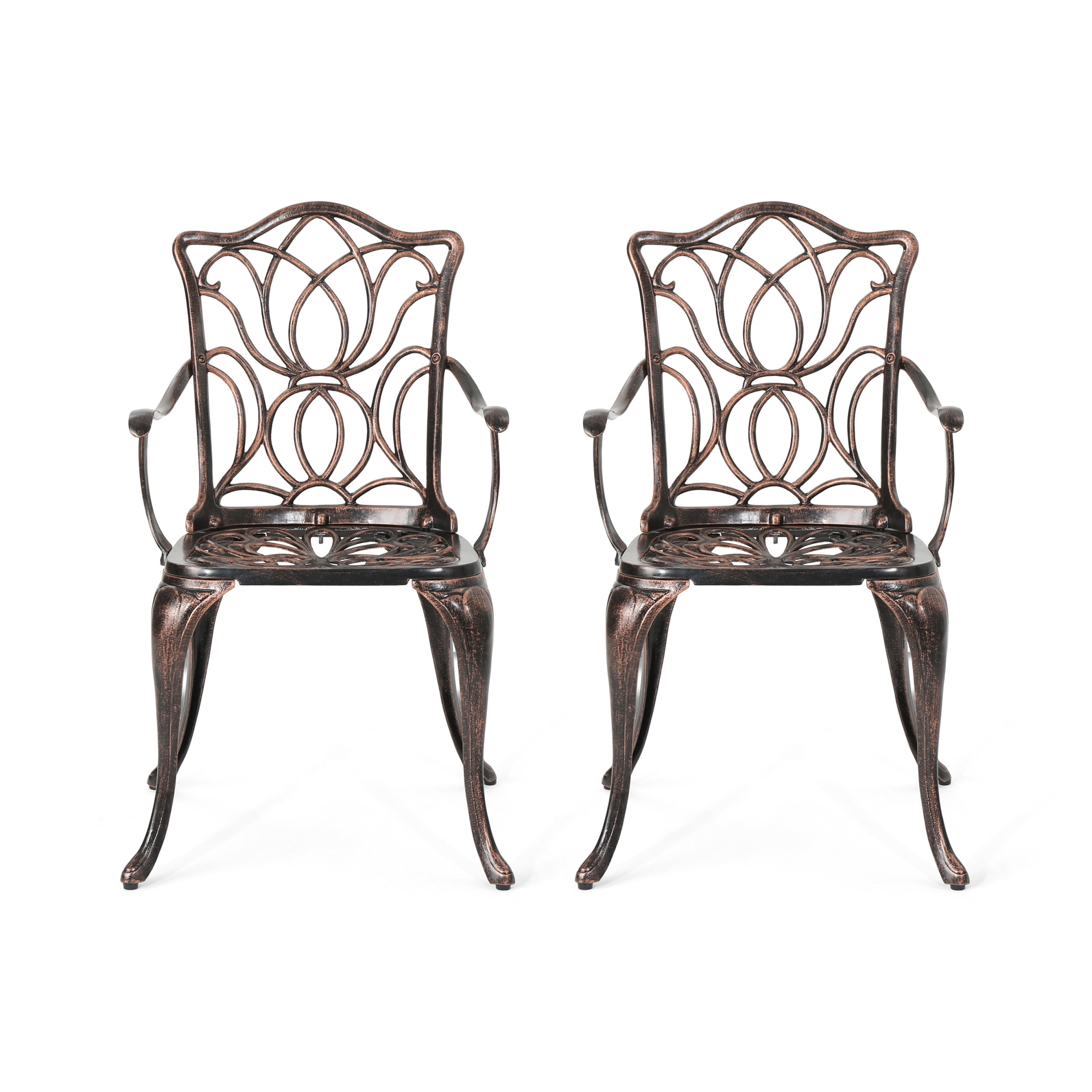 La Vista Cast Aluminum Outdoor Dining Chairs, Set of 2, Black Copper