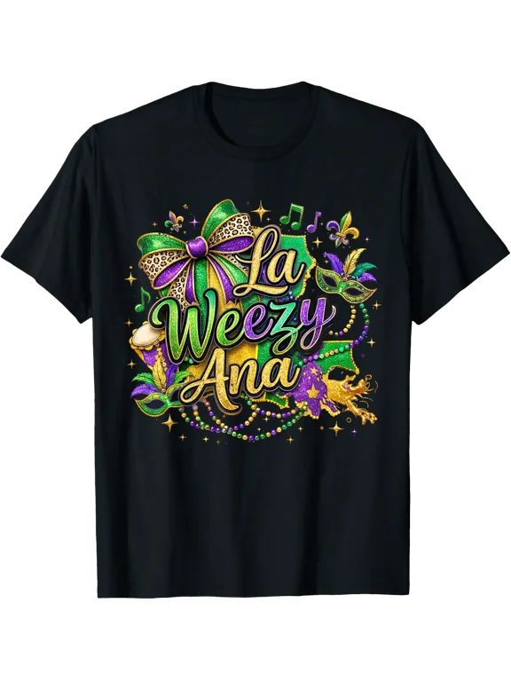 La Weezy Ana Mardi Gras Coquette Bow T Shirt Size S-5XL