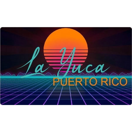 La Yuca Puerto Rico 2 X 1.25-Inch Vinyl Decal Stiker Retro Neon Design