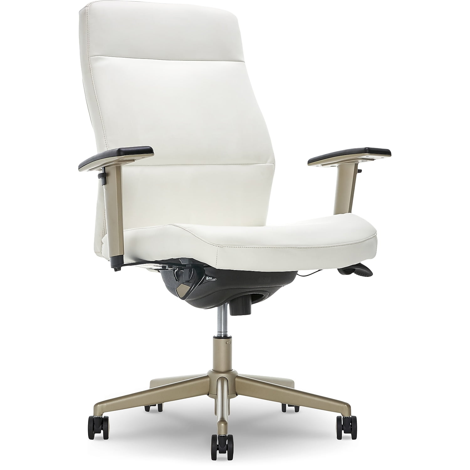 Modern Baylor Bonded Leather Swivel Executive Chair with Lumbar Support - White
