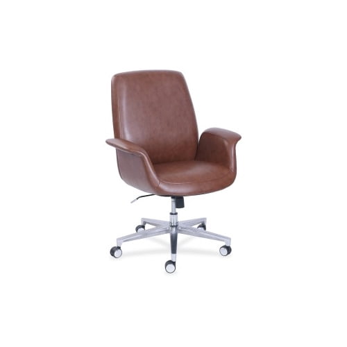 LaZBoy ComfortCore Gel Seat Collaboration Chair Brown Faux Leather Seat Brown Faux Leather