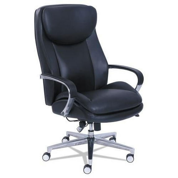 La-Z-Boy Commercial 2000 Big/Tall Executive Chair, Lumbar, Supports 400 lb, 20.25" to 23.25" Seat Height, Black Seat/Back, Silver Base