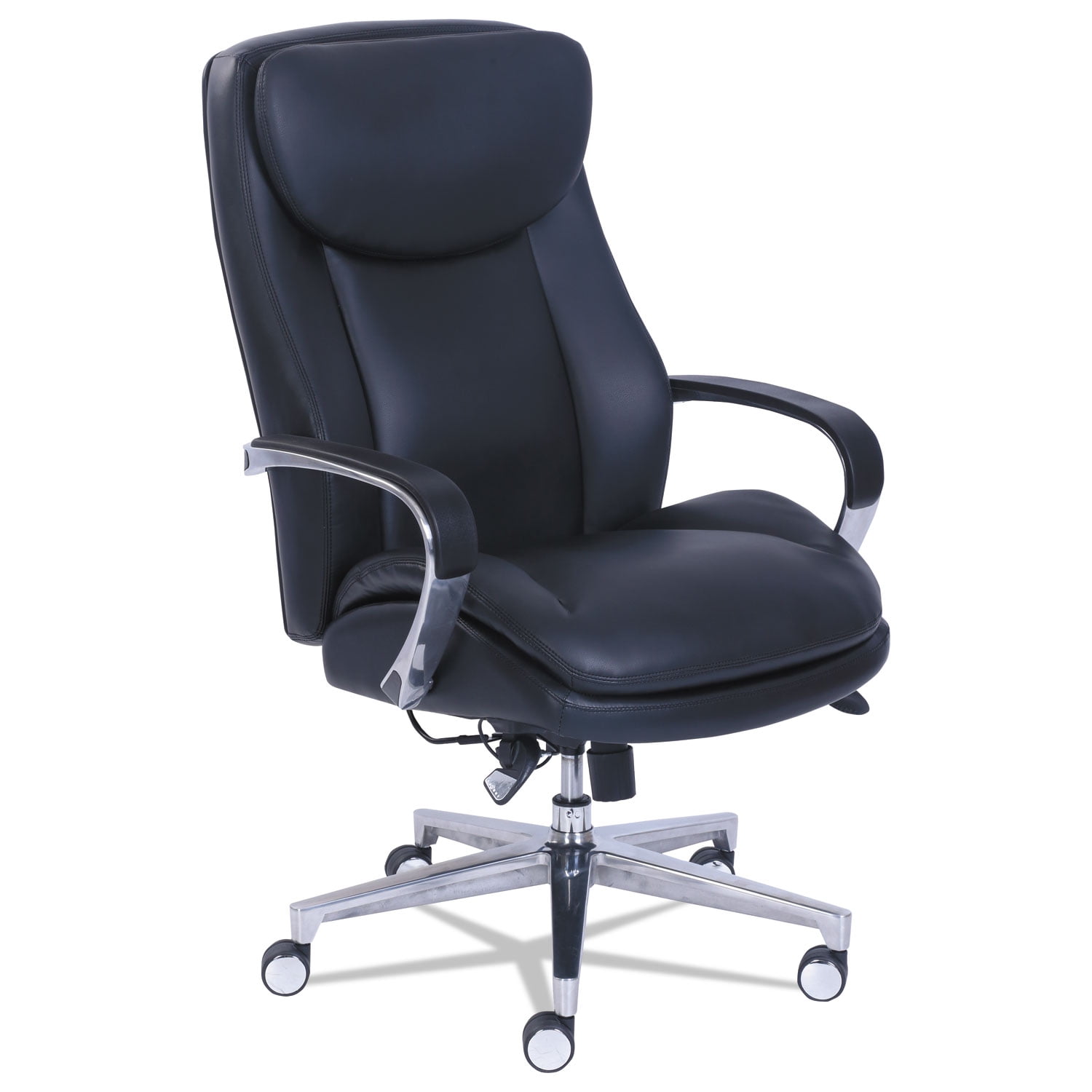 Black High-Back Leather Executive Swivel Chair with Metal Base