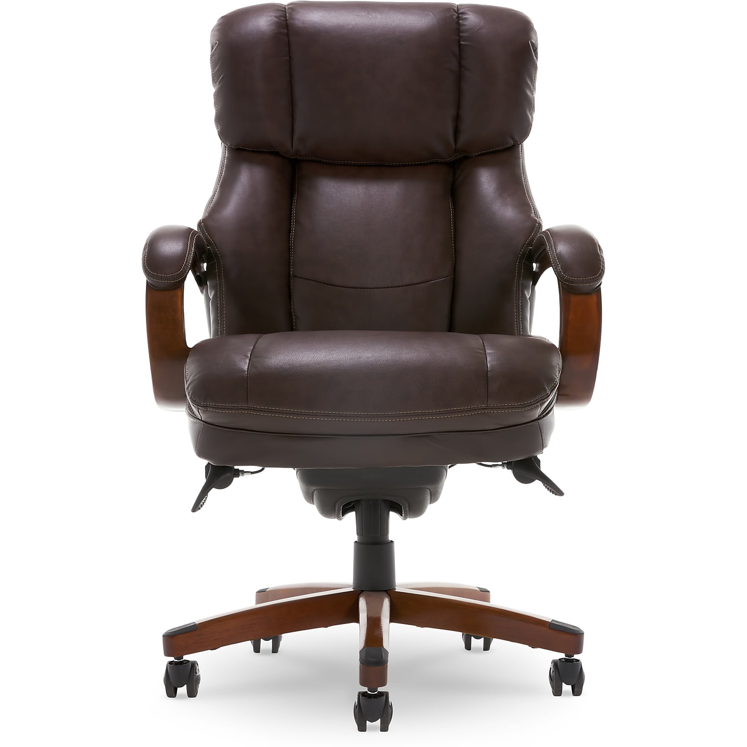 La-Z-Boy Fairmont Ergonomic Faux Leather Executive Big & Tall Chair 400 lb.  Capacity Biscuit Brown