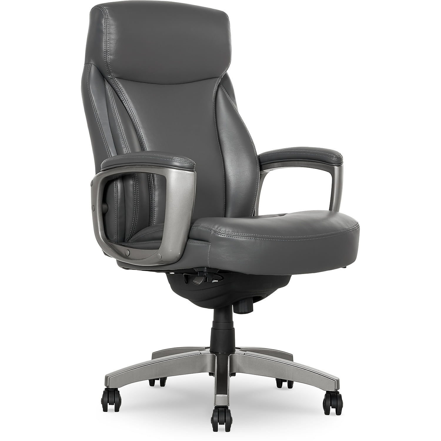 La-Z-Boy Leather Executive Office Chair with Arms, Gray