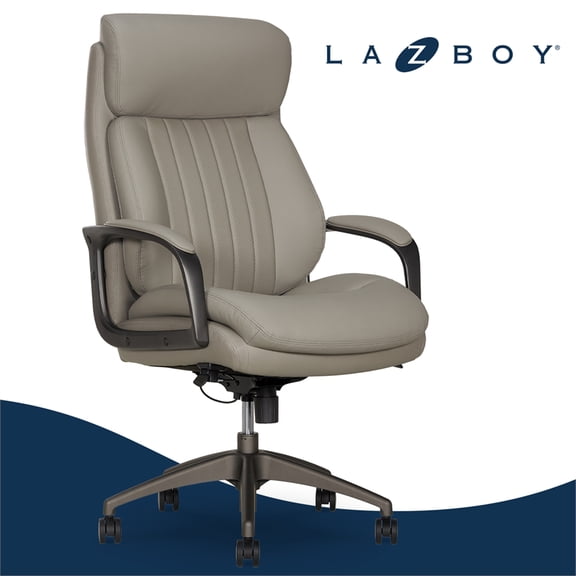 La-Z-Boy Nova High Back Modern Executive Office Chair Vegan PU Leather in Gray