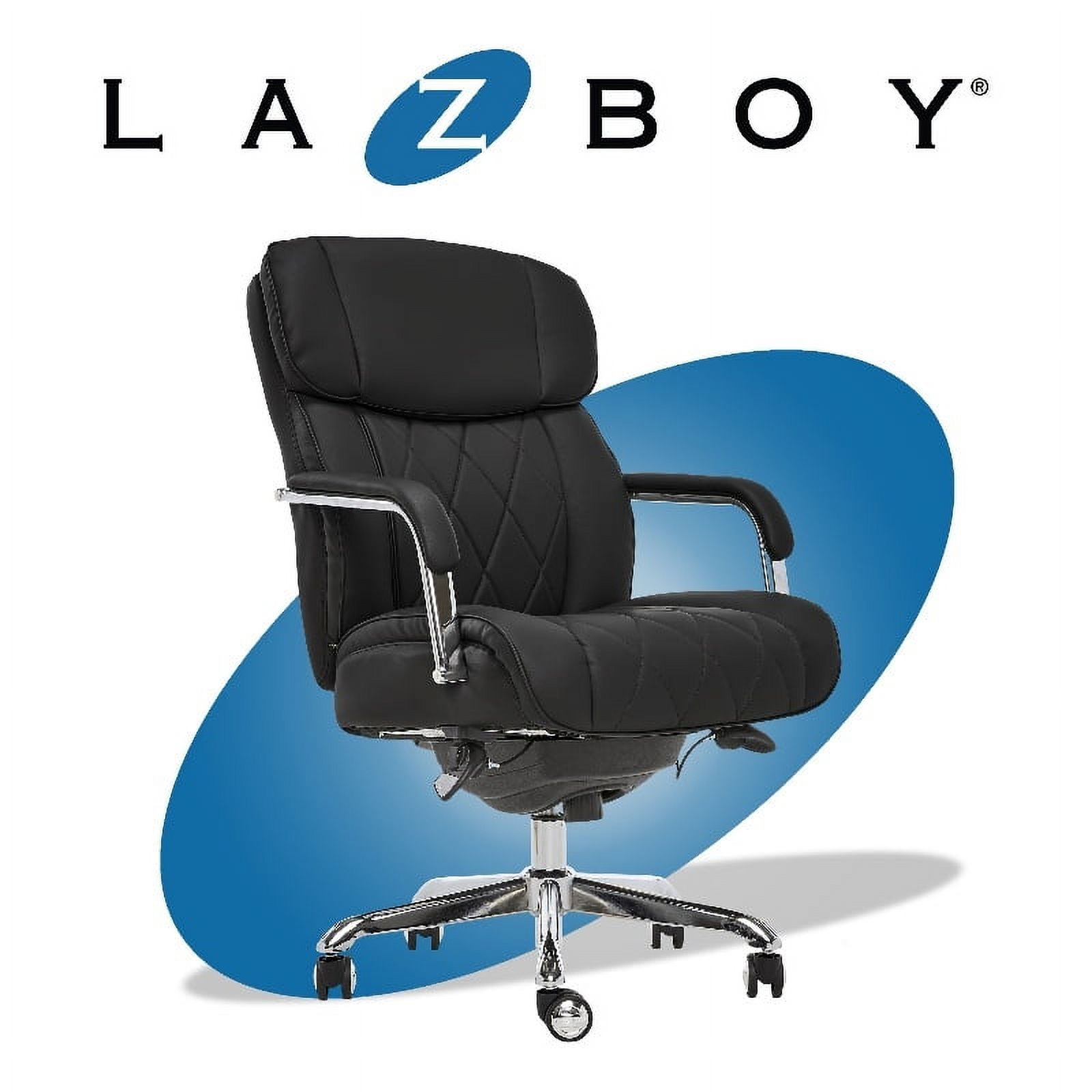 LaZBoy Sutherland Office Chair with Padded Arms Jet Black