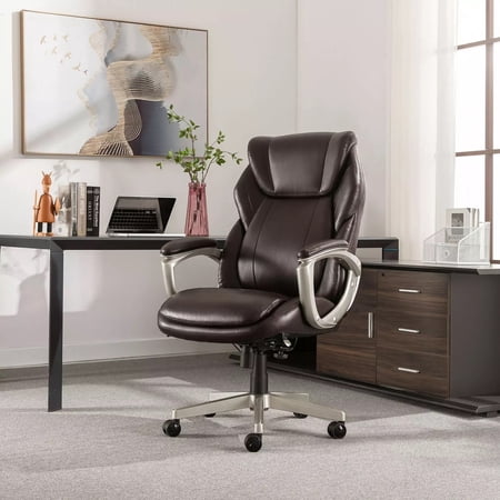 LA-Z-BOY WESTLEY BIG & TALL EXECUTIVE OFFICE CHAIR, ACTIVE LUMBAR SUPPORT, BROWN