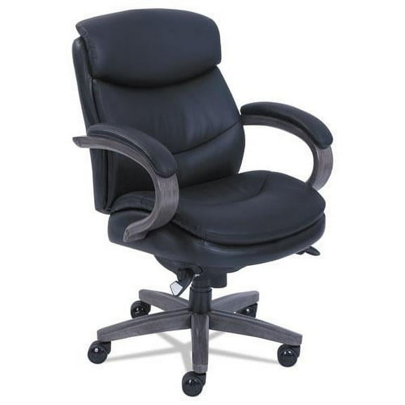 Woodbury Mid-Back Executive Chair, Supports Up To 300 Lb, 18.75" To 21.75" Seat Height, Black Seat/back, Weathered Gray Base