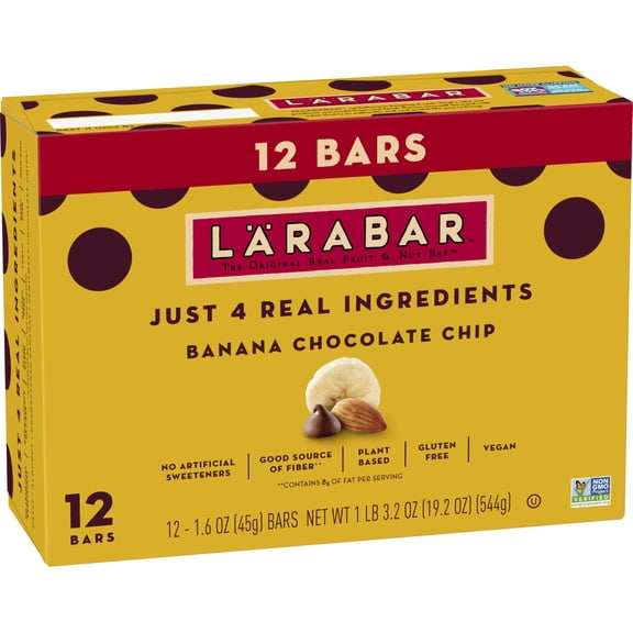 Rabar Larabar Banana Chocolate Chip Fruit Nut Bars La Bdquo 19.2 Oz 12 Count