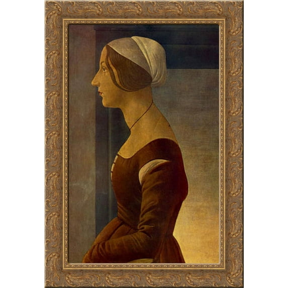La bella Simonetta 18x24 Gold Ornate Wood Framed Canvas Art by Botticelli, Sandro