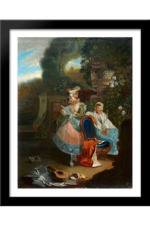 La carta 28x36 Large Black Wood Framed Print Art by Luis Paret y Alcazar