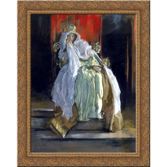 La reine dans Hamlet 24x20 Gold Ornate Wood Framed Canvas Art by Edwin Austin Abbey