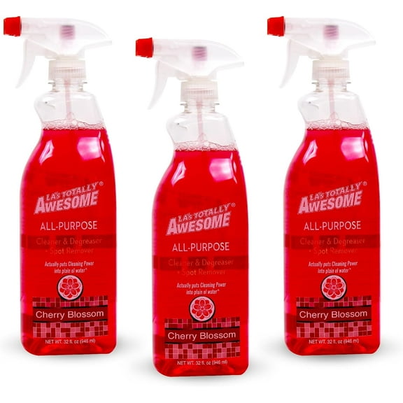 La's Totally Awesome All-Purpose Cleaner Spray, Cherry Blossom, Plant-Based and Biodegradable Formula Perfect for Most Counters, Sinks, Appliances and More, 32 Fl Oz, (Pack of 3)
