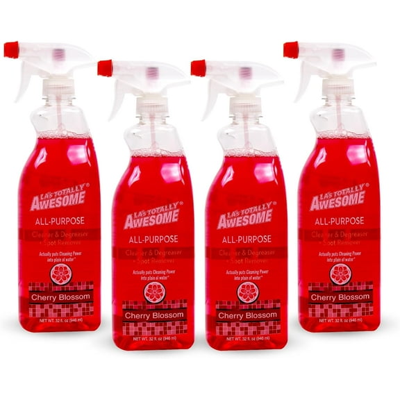 La's Totally Awesome All-Purpose Cleaner Spray, Cherry Blossom, Plant-Based and Biodegradable Formula Perfect for Most Counters, Sinks, Appliances and More, 32 Fl Oz, (Pack of 4)