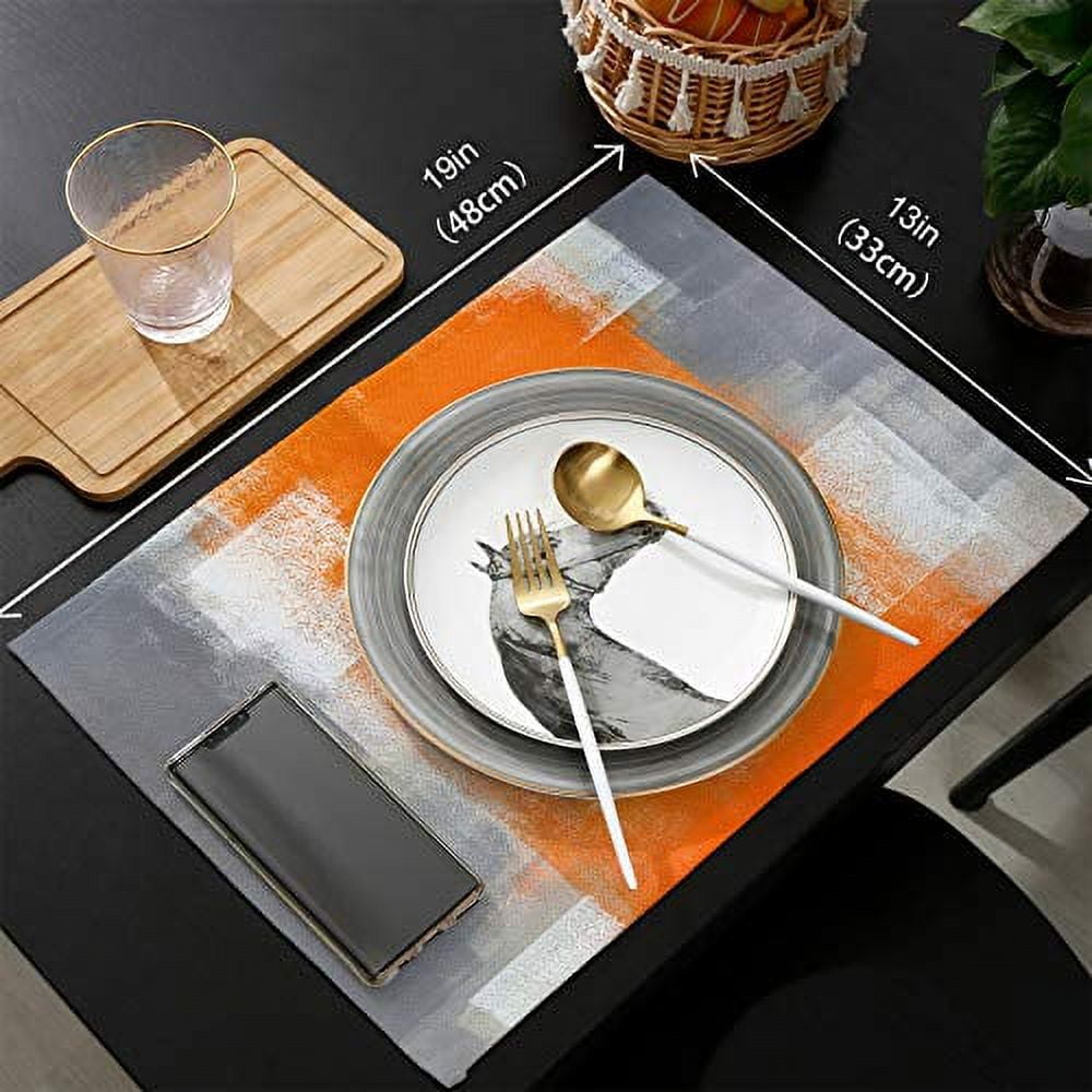 LaBLUUX Table Runner with Placemats Set of 6, Farm Animal Cow Pig Horse