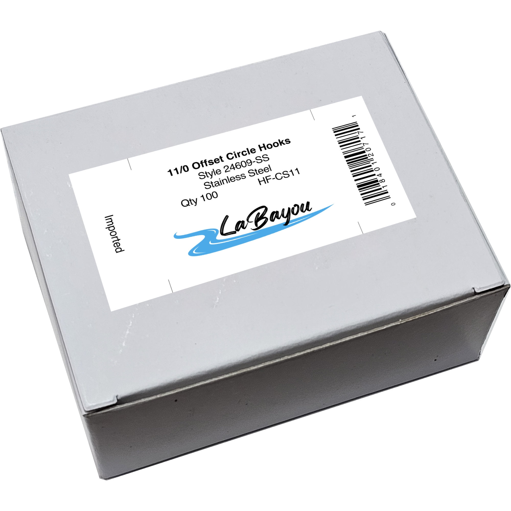 LaBayou Fish Hooks, Stainless Steel, Offset Circle. Style 24609-SS. Size 11/0, Pack of 100