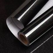 LaCheery Glossy Black Contact Paper 16"x317" Glitter Black Wallpaper Peel and Stick Countertop Removable Self Adhesive Counter Top Covers for Bedroom Cabinets Kitchen