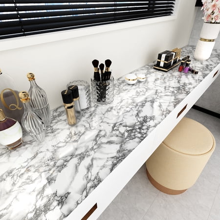 LaCheery Marble Contact Paper 36"x160" Gray Marble Wallpaper Peel and Stick Contact Paper for Countertops Waterproof Removable Wallpaper Large Peel and Stick Wallpaper for Kitchen