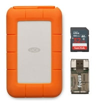 LaCie Rugged USB 3.0 2TB Mini Hard Drive with 32GB SD Card and Multimedia Card Reader