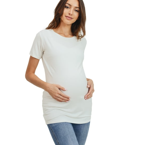 LaClef Jersey Round Neck Short Sleeve Maternity Top