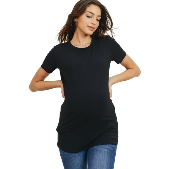 LaClef Jersey Round Neck Short Sleeve Maternity Top