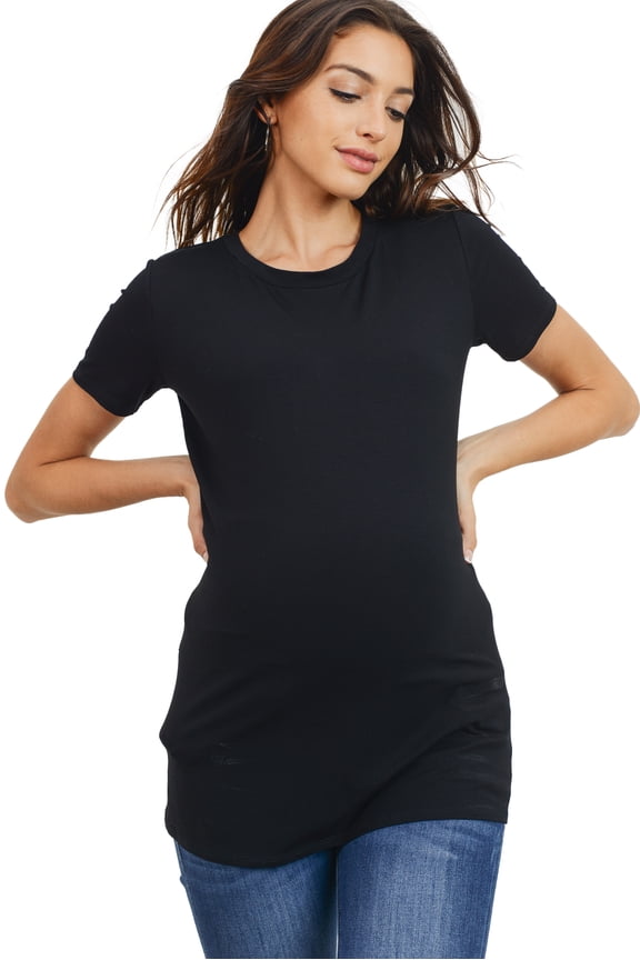 Jersey Round Neck Short Sleeve Maternity Top