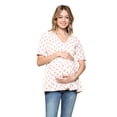 thumbnail image 1 of LaClef Women's Floral and Polka Dot Pleated Peplum V Neck Maternity Top, 1 of 6