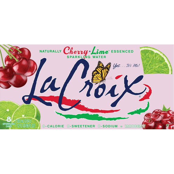 LaCroix Cherry Lime, Sparkling Water, 8 Pack, 12 oz Cans