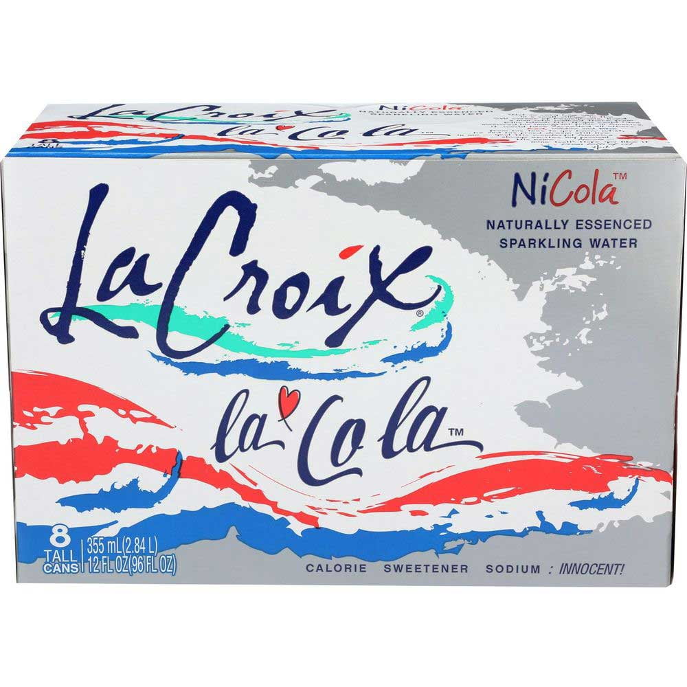 LaCroix Natural Nicola Lacola Sparkling Water, 12 Fluid Ounce - 8 count per pack -- 3 packs per Case.