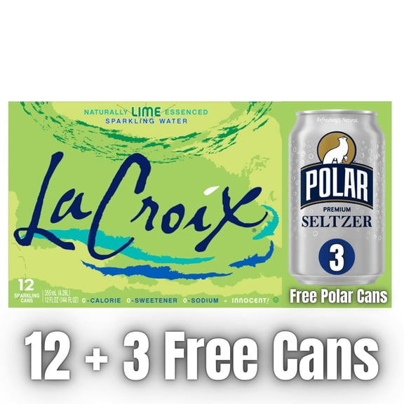 LaCroix Sparkling Water, Key Lime  12 Cans (12 fl oz Each) + 3 Bonus Polar Seltzer Cans