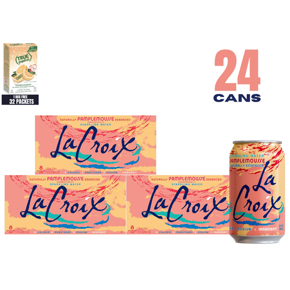 LaCroix Sparkling Water Pamplemousse (Grapefruit), 12 fl oz Cans, 24 Pack