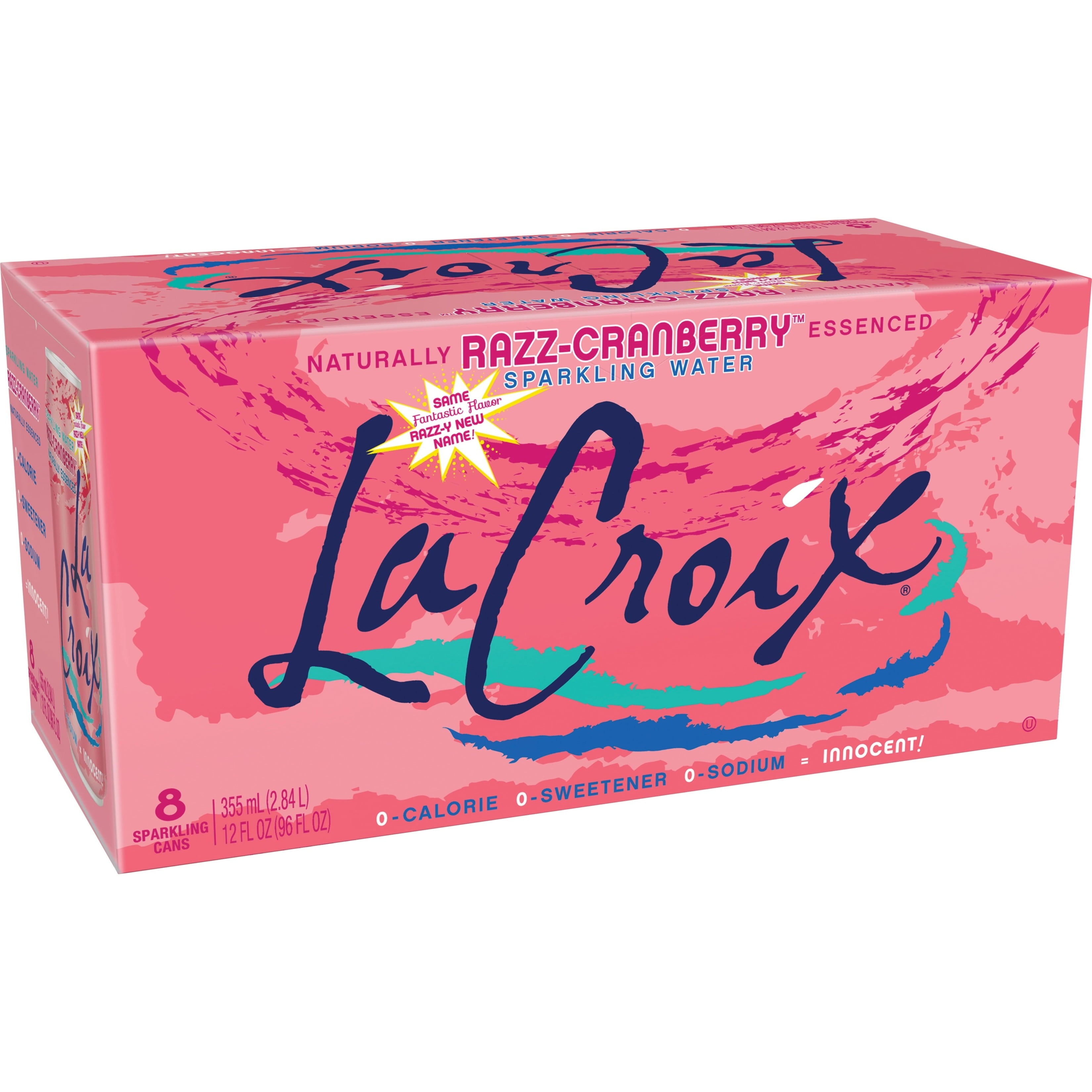 La Croix Natural Cran-Raspberry Flavored Sparkling Water, 12 fl oz, 8 pack