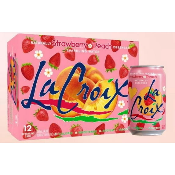 LaCroix Strawberry Peach, Sparkling Water, 12 Pack, 12 oz Cans