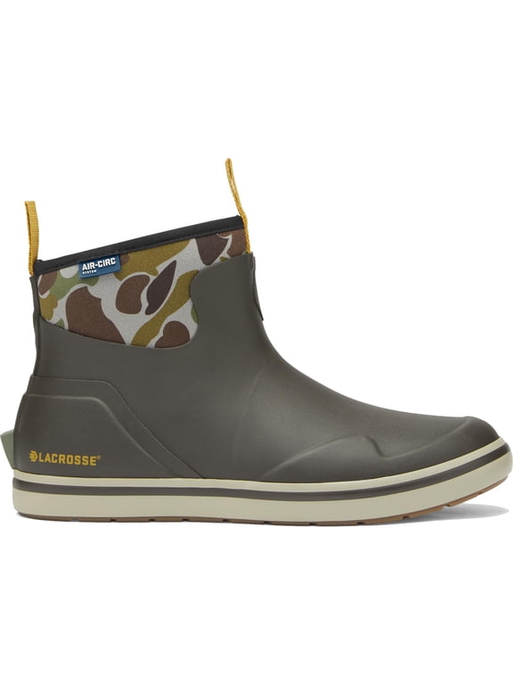 Men's Alpha 6" Waterproof Deck Boots Rubber Black Olive/Camo 10.5 D