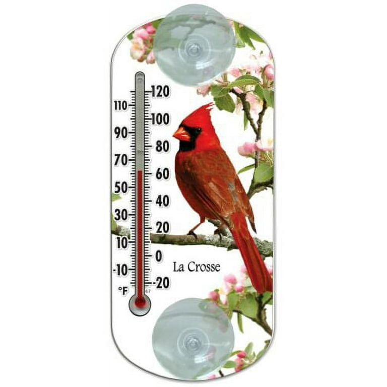 204-111 La Crosse 4 Indoor/Outdoor Small Tube Window Thermometer - White