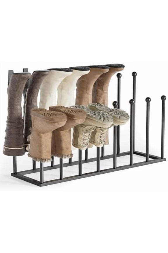 Free Standing Shoe Racks - Black Metal Boot Rack Organizer Tall Boots for Dorm Room, Closet, Entryway, Bedroom, Patio Outdoor, Hallway, Black, Shoe Storage Fit for 8 Pairs