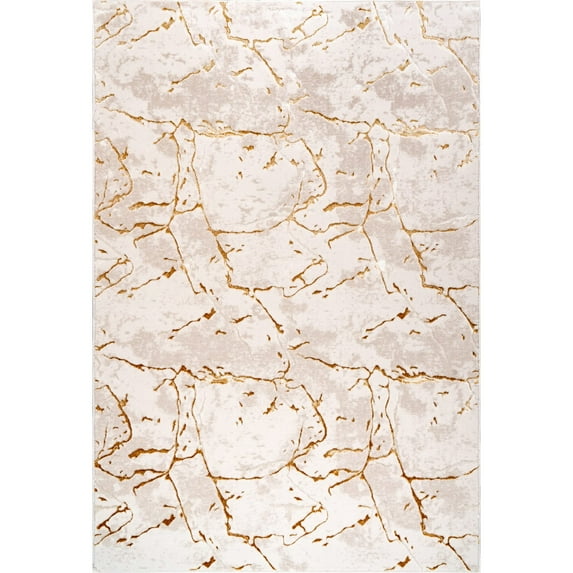 LaDole Rugs Abstract Modern Minimalist Contemporary Area Rug - Luxury Premium Carpet for Living Room, Bedroom, and Office - Gold and Beige, 4x6 (3'11"x5'3", 120cm x 160cm)