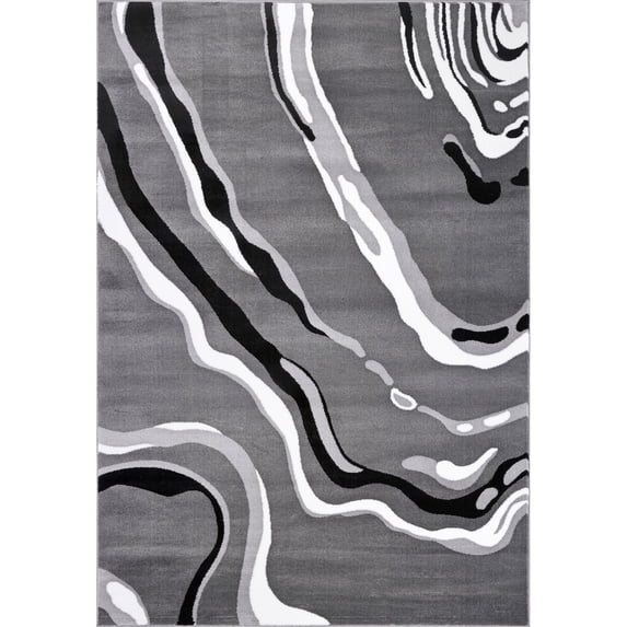 LaDole Rugs Abstract Wave Pattern Modern Area Rug Gray Black 3'11" x 5'7"(120cm x 170cm) 4' x 6' Indoor Living Room,Bedroom,Entryway Rectangle Modern