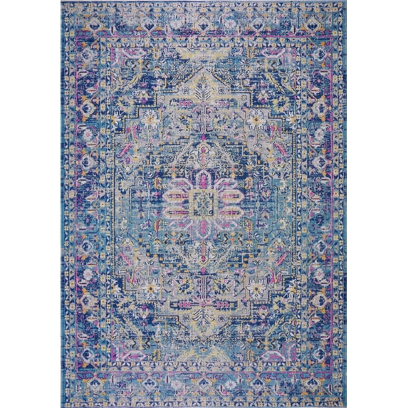 LaDole Rugs Classic Rowen Traditional Outdoor Area Rug - Room Decor 5x7 Carpet for Living Room, Bedroom, Kitchen, and Office - Blue, 5x8 (5'3" x 7'5", 160cm x 230cm)