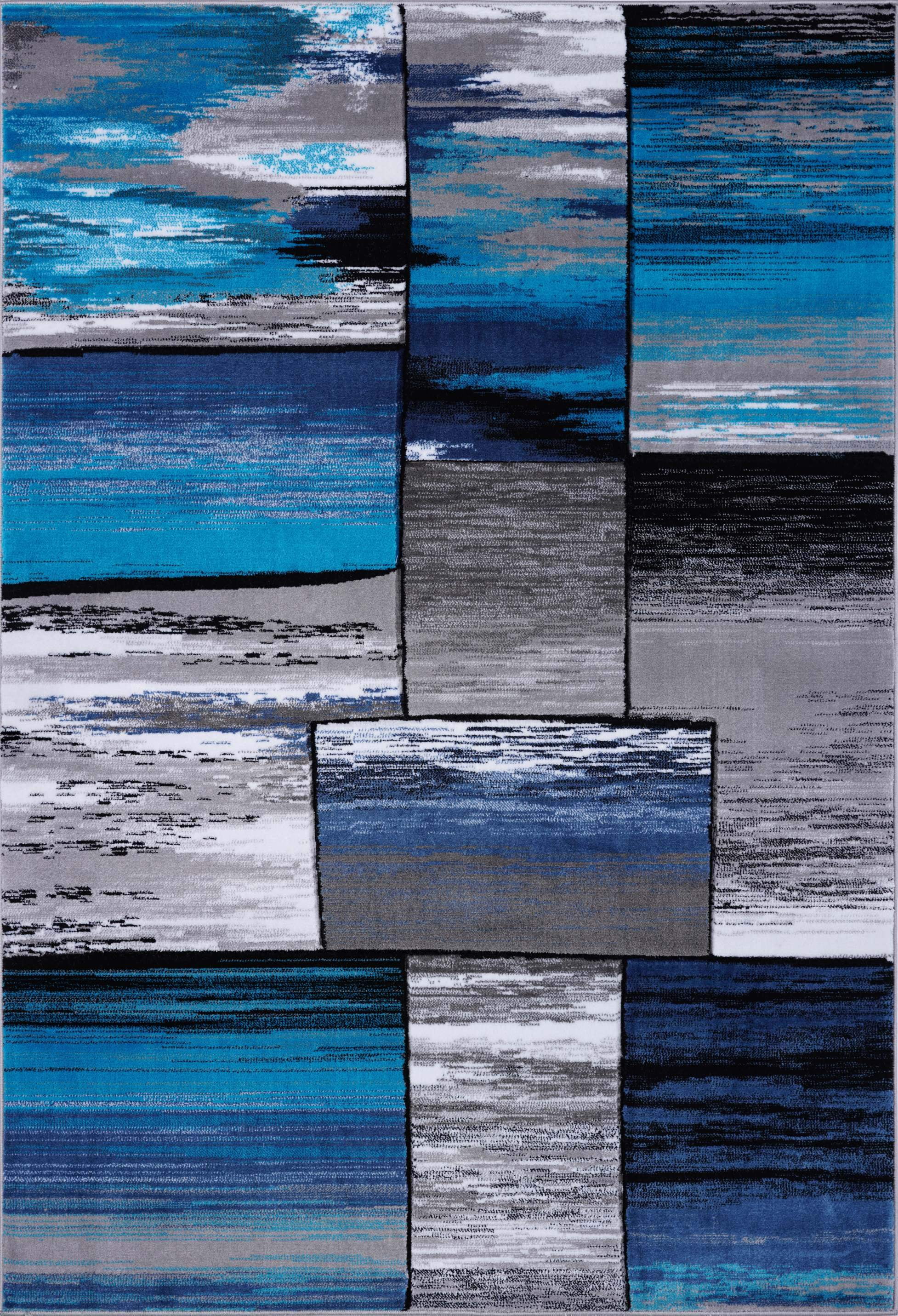 LaDole Rugs Copper Abstract European Area Rug in Black Grey Blue Black ...