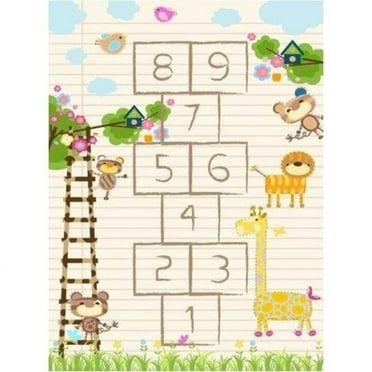 LaDole Rugs La Dole Rugs Cream Hopscotch Yellow Game Area Rug Carpet Mat For Kids Kid Girl Boy room Playroom Machine Washable 5x7, 8x10, 7X9 6'6" X