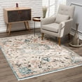 thumbnail image 1 of LaDole Rugs Traditional Persian Oriental Distressed Teal Turquoise Ivory Grey Orange Area Rug 6'7"x9'6", 1 of 5