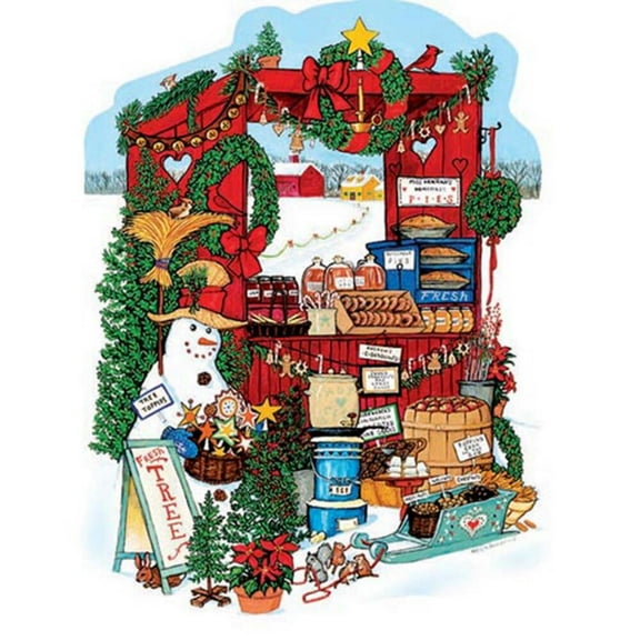 LaFayette Puzzle Factory Winter Farm Stall Jigsaw Puzzle