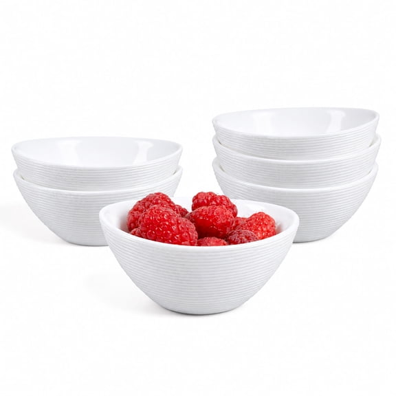 LaGlint 3-oz Dipping Bowl Set of 6, Small 3.5-inch White Opal Glass Soy Sauce Dish, Mini Serving Pinch Bowls