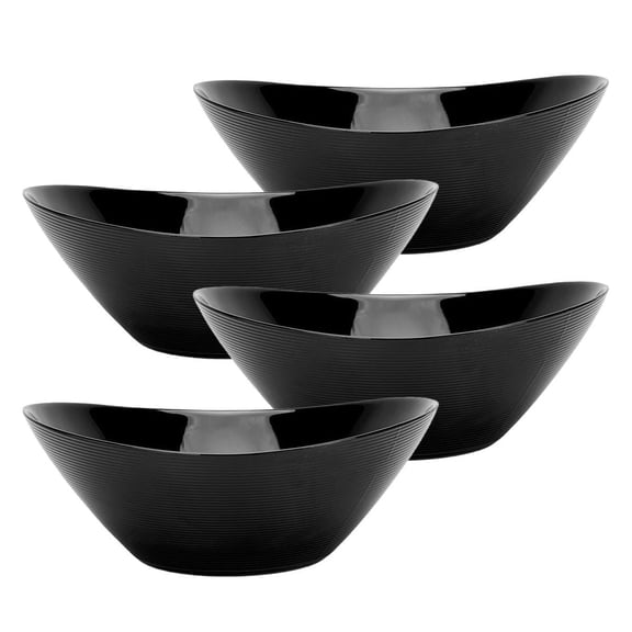 LaGlint 43-oz Serving Bowl Set of 4, Black Oval Glass Serving Dishes, Microwave & Dishwasher Safe